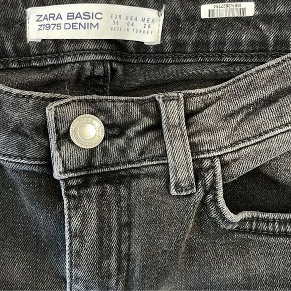Zara Black Gray Jeans Black Pearl Cuff Hem Detailing - Picture 6 of 10